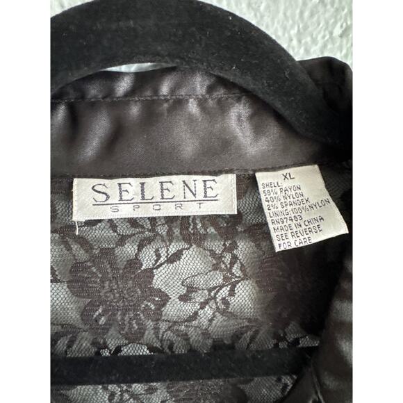 Vintage Y2K Women's Satin Lace Button Front Mesh Top size XL Whimsigoth Witchy - Picture 2 of 4